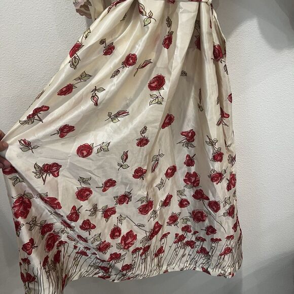 Vtg CRUZ NATORI FLORAL KIMONO SLEEVES LOUNGER HOUSE ROBE Roses Sz Xl Loungewear - Picture 6 of 8